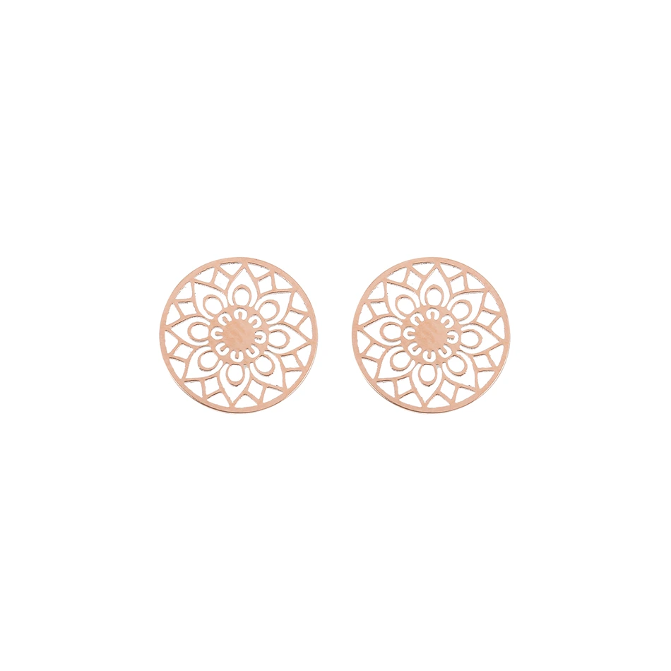 Rosévergoldete Ohrstecker mit dem Motiv Mandala des Glücks von der Marke boonbirds