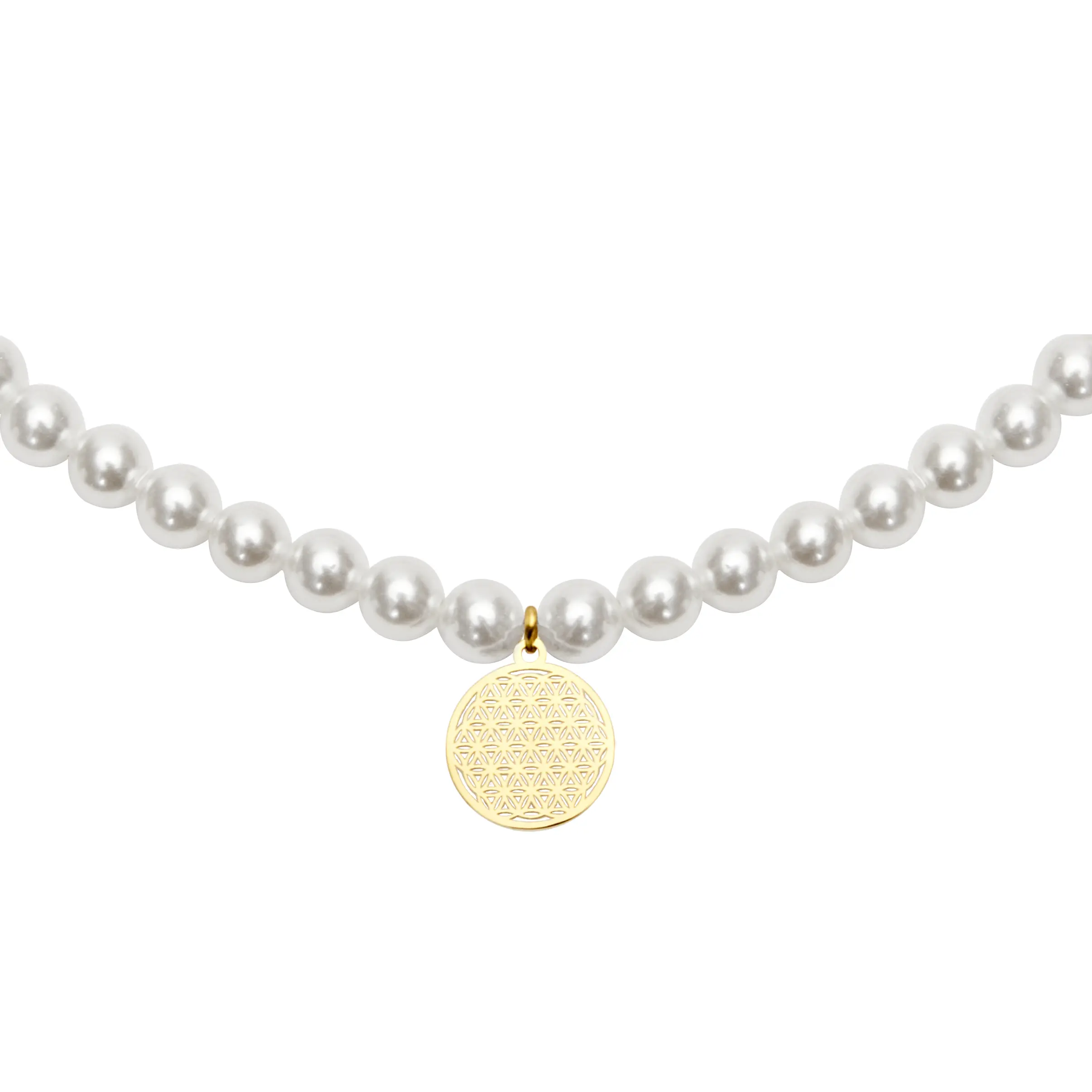 Geschenkbox Perlenarmband – Blume des Lebens, vergoldet