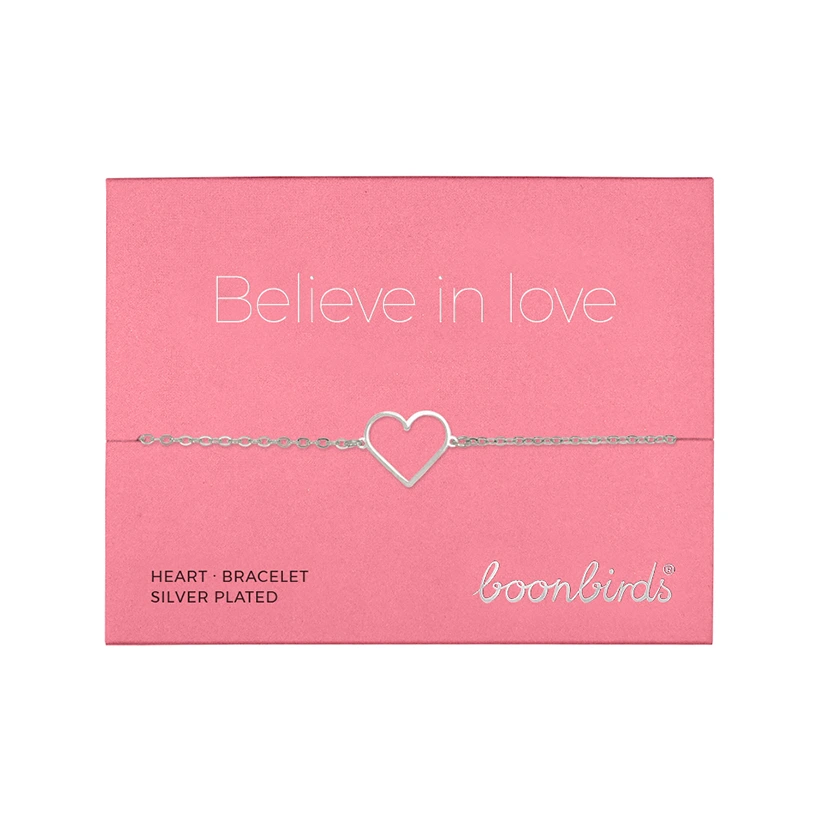 Versilbertes Armband mit Anhänger Herz von der Marke boonbirds