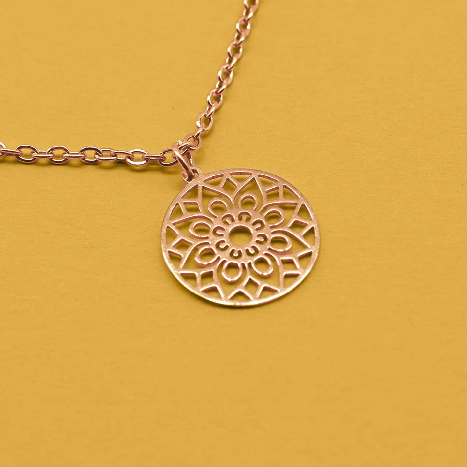 Halskette SELECTION – Mandala des Glücks, rosévergoldet