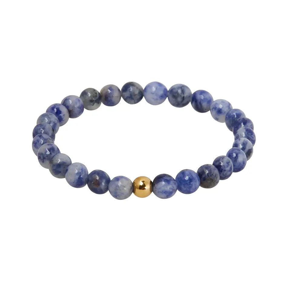 Echtsteinarmband KARMA – Blauer Sodalith, vergoldet