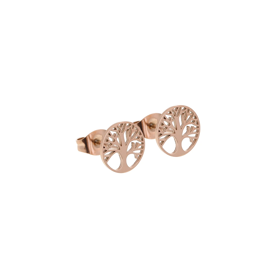 Rosévergoldete Ohrstecker mit dem Motiv Baum des Lebens von der Marke boonbirds