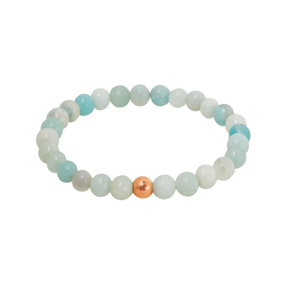 Echtsteinarmband KARMA – Amazonit, rosévergoldet