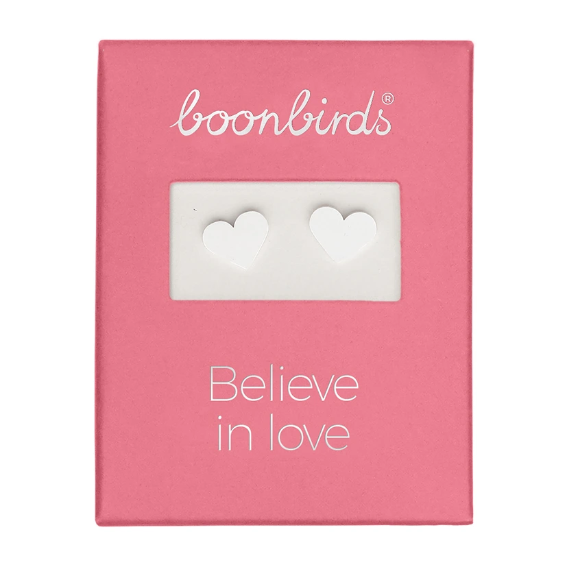 Versilberte Ohrstecker mit dem Motiv Herz von der Marke boonbirds