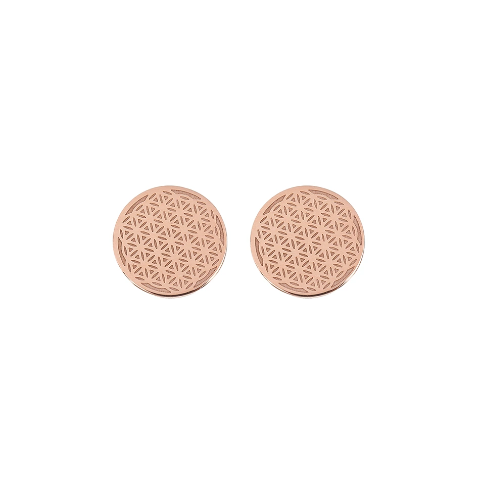 Rosévergoldete Ohrstecker mit dem Motiv Blume des Lebens von der Marke boonbirds